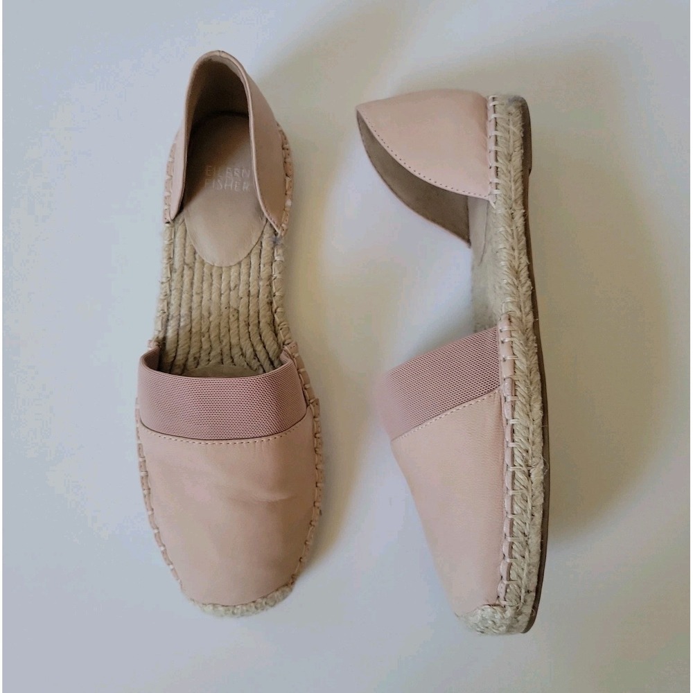 Eileen Fisher Lady D'Orsay Espadrille 8 Pastel Pink Leather Coastal Summer
